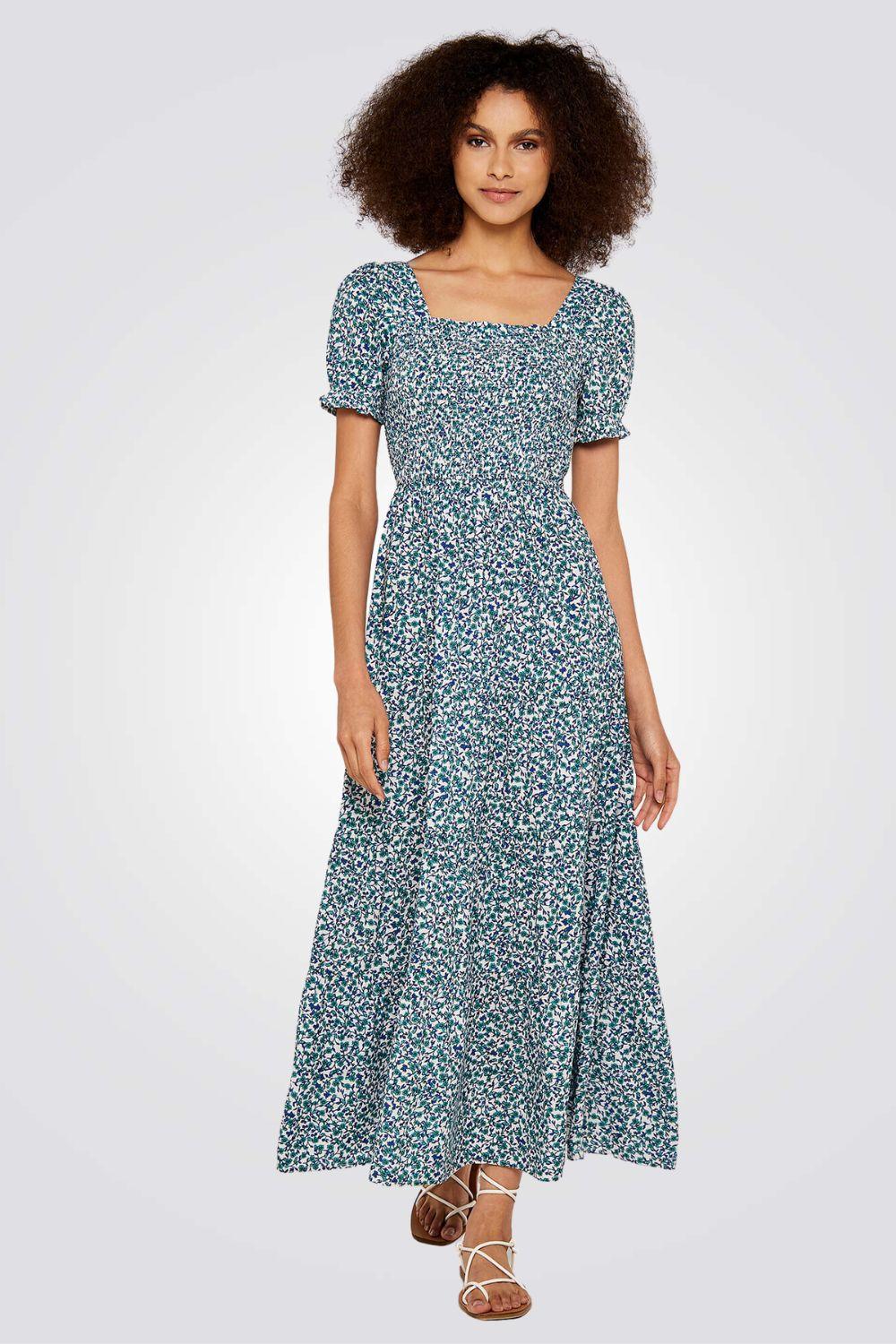 שמלת מקסי פרחונית בצבע כחול - MASHBIR//365