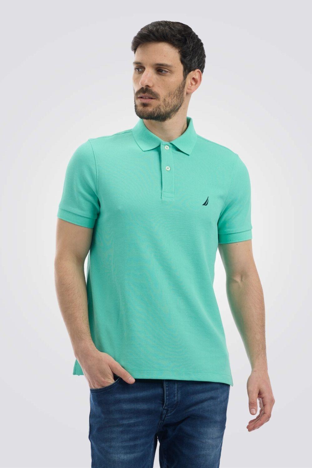 חולצת פולו SLIM FIT צבע מנטה לגברים | נאוטיקה