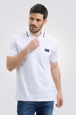 חולצת פולו עם פס צווארון ולוגו בצבע לבן - MASHBIR//365