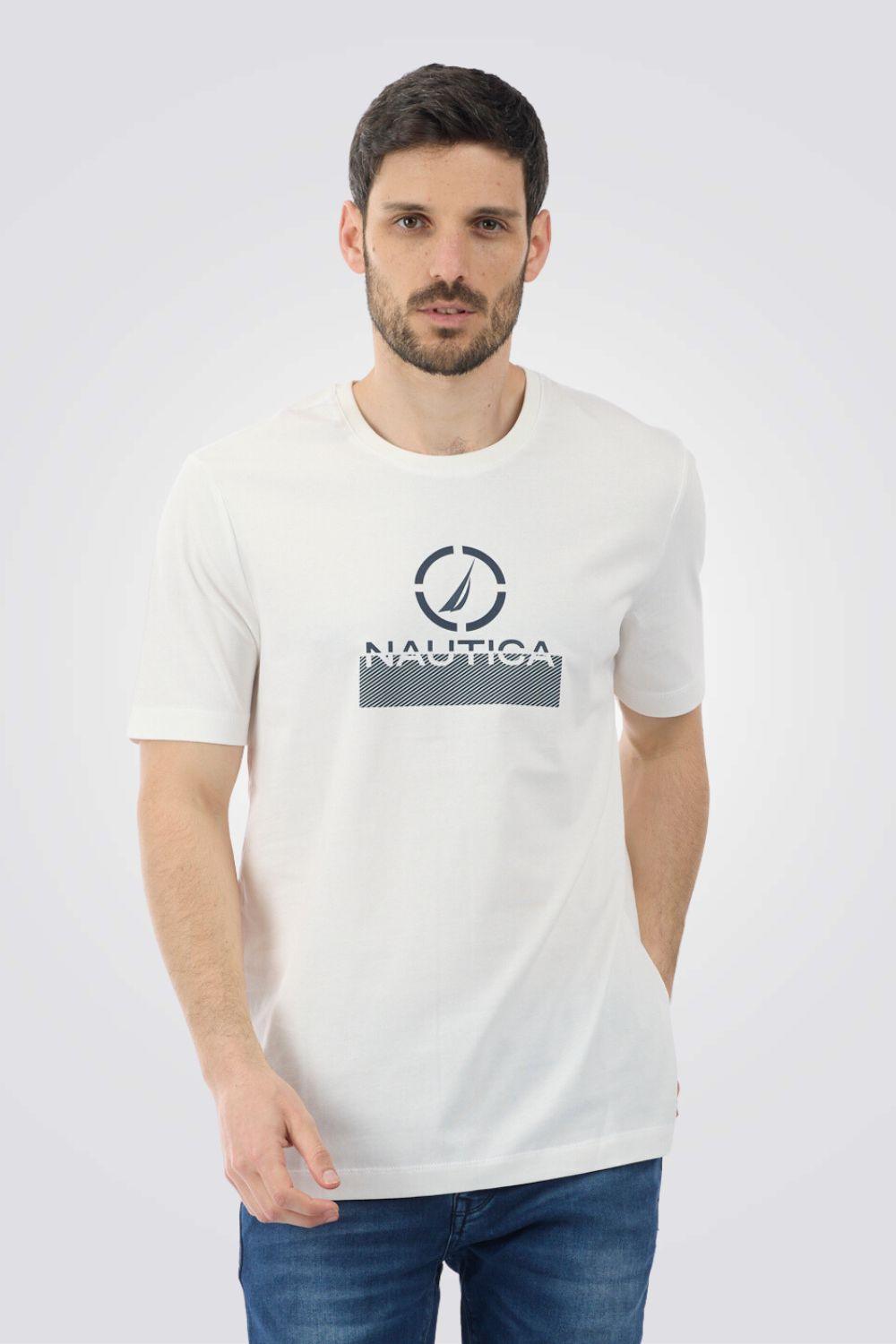 טישירט בהדפס לוגו בצבע קרם - MASHBIR//365