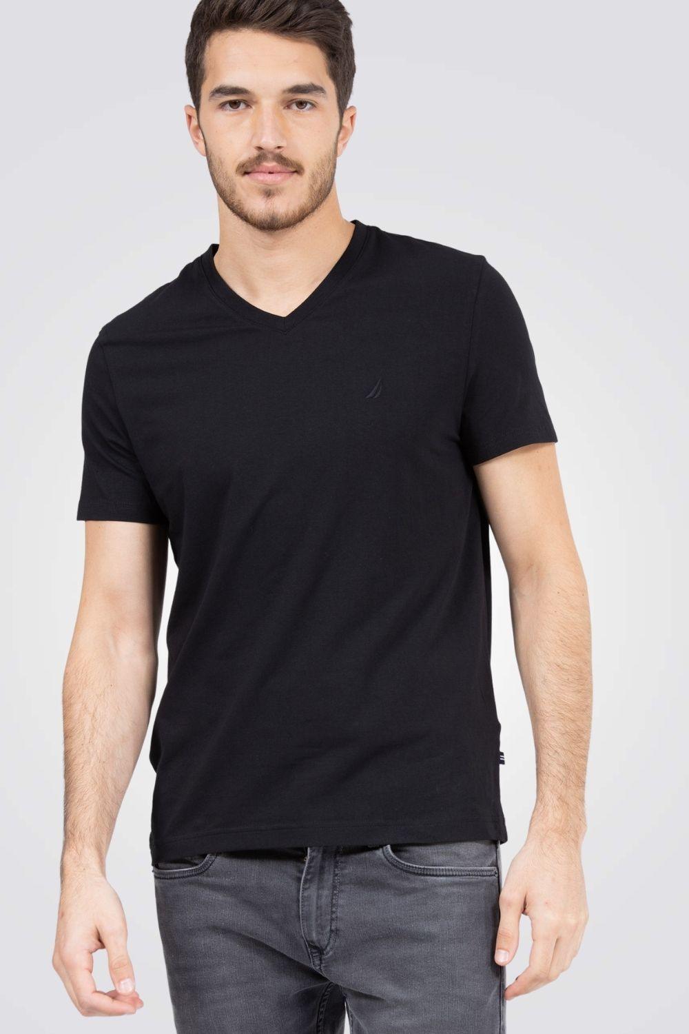 טישירט שחור צווארון V - MASHBIR//365