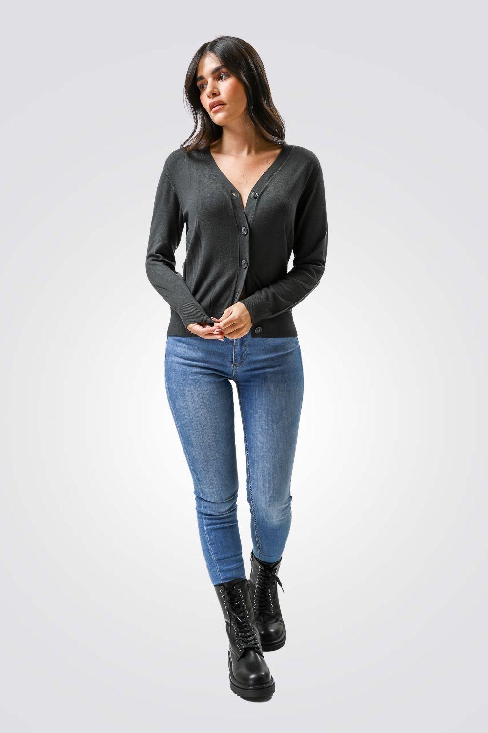 קרדיגן קלאסי אפור פחם | קנת קול 
