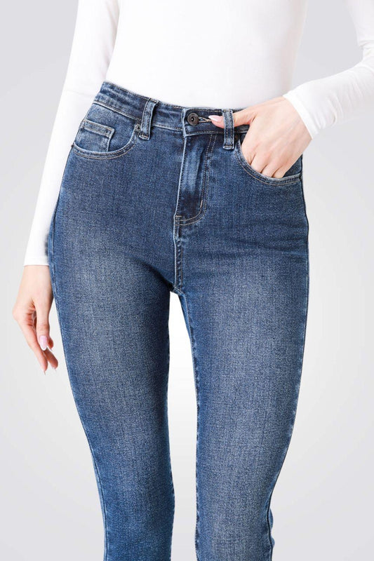 MID WASH ג'ינס גזרה גבוהה כחול - MASHBIR//365