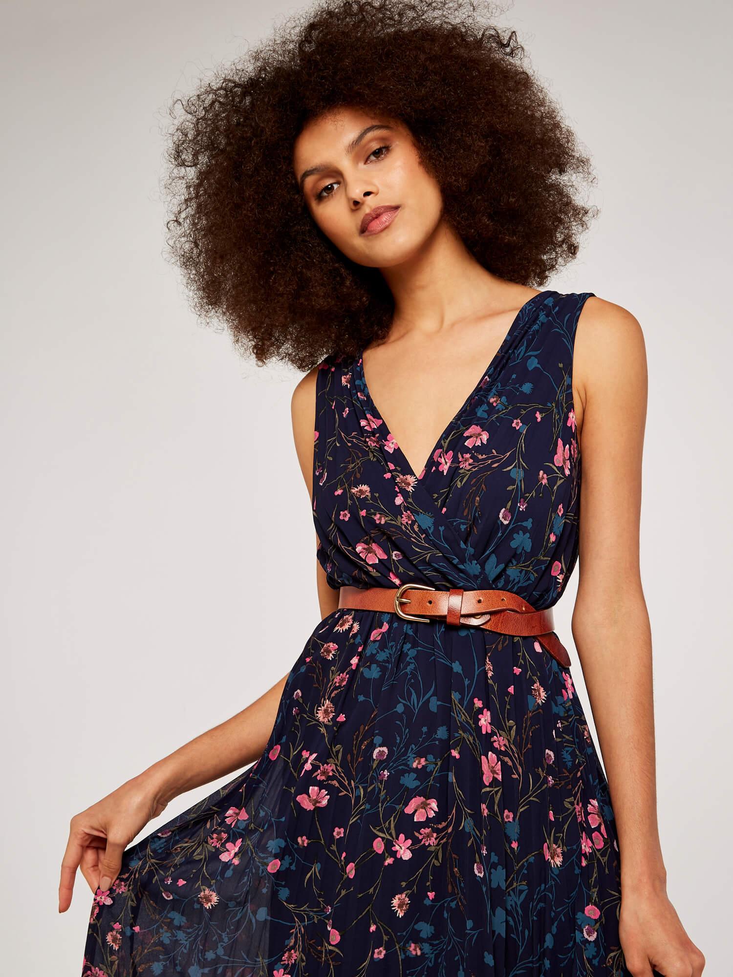 שמלה פרחונית דו צדדית בצבע נייבי - MASHBIR//365