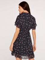 שמלה פרחונית בצבע נייבי בשילוב פרחים - MASHBIR//365