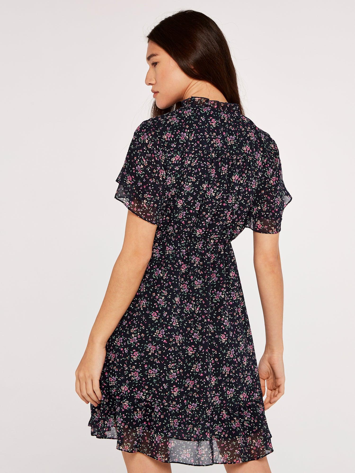 שמלה פרחונית בצבע נייבי בשילוב פרחים - MASHBIR//365