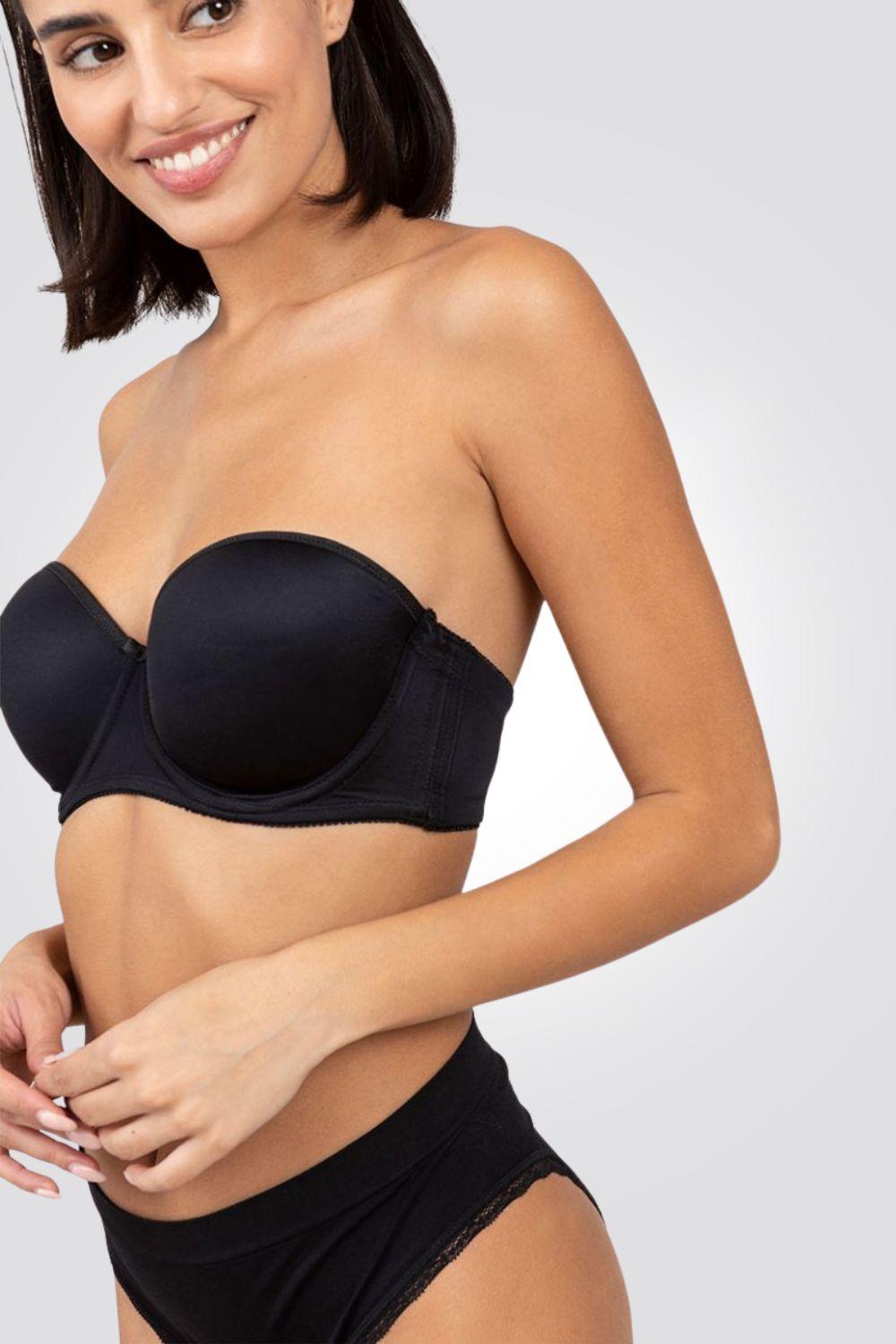 חזיית סטרפלס חלקה שחורה - MASHBIR//365