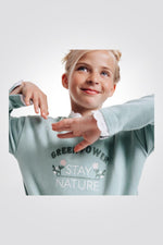 סווטשירט עם צווארון מלמלה בצבע ירוק לילדות - MASHBIR//365