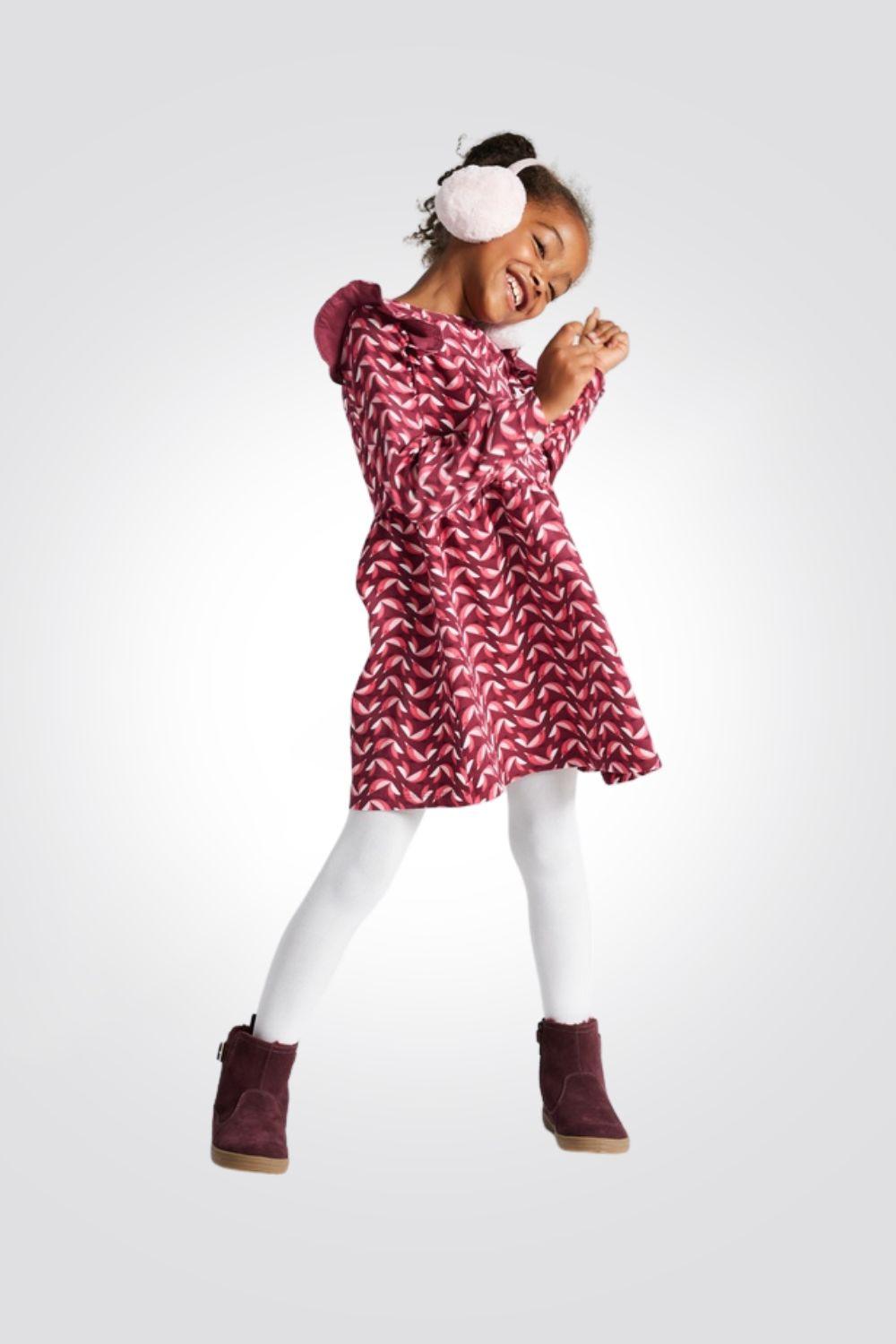 שמלה מודפסת בצבע ורוד לילדות - MASHBIR//365