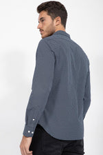 חולצה מכופתרת נייבי מודפס TAILORED FIT - MASHBIR//365