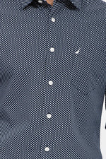 חולצה מכופתרת נייבי מודפס TAILORED FIT - MASHBIR//365