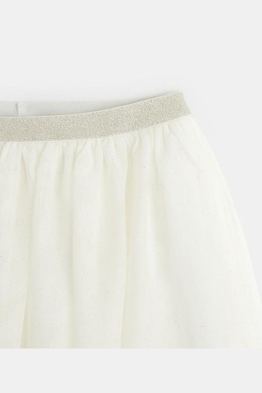 OKAIDI - חצאית בלרינה נוצצת בצבע לבן - MASHBIR//365