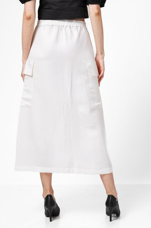 KENNETH COLE - חצאית פשתן בצבע לבן - MASHBIR//365