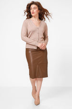 KENNETH COLE - חצאית עיפרון בצבע חום - MASHBIR//365