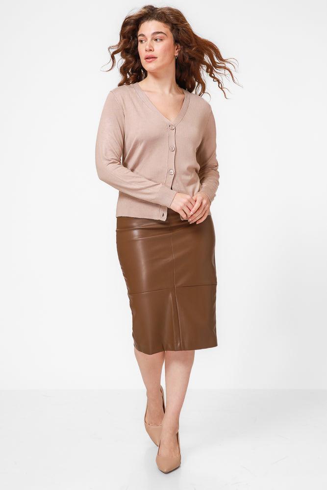 KENNETH COLE - חצאית עיפרון בצבע חום - MASHBIR//365