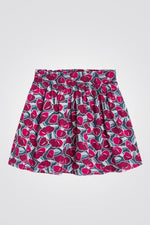 OKAIDI - חצאית ילדות פליסה גומי במותן הדפס פרחים אדום כחול - MASHBIR//365