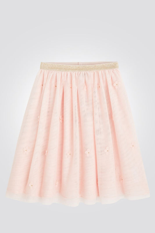 OKAIDI - חצאית ילדות מטול אפרסק וגיזרי פרחים - MASHBIR//365