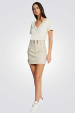 MORGAN - חצאית מיני עם כפתורים בצבע בז' - MASHBIR//365