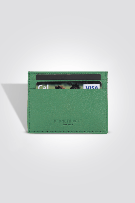 KENNETH COLE - ארנק אשראי עור בצבע ירוק - MASHBIR//365