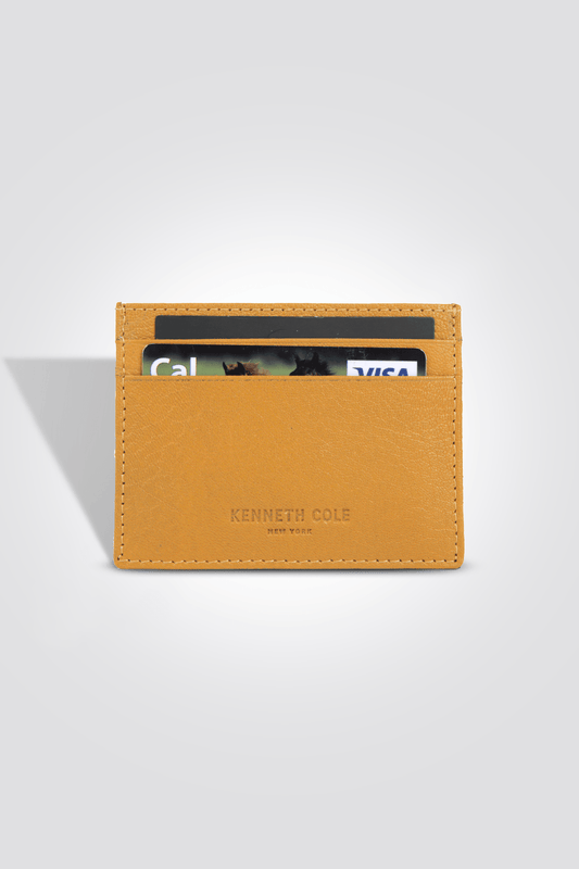 KENNETH COLE - ארנק אשראי עור בצבע חרדל - MASHBIR//365