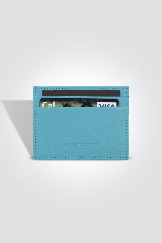 KENNETH COLE - ארנק אשראי עור בצבע תכלת - MASHBIR//365