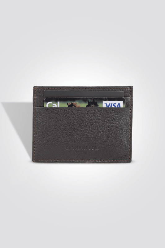 KENNETH COLE - ארנק אשראי עור בצבע חום - MASHBIR//365