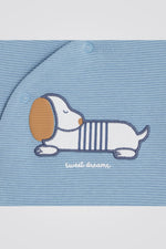 OBAIBI - אוברול פיג'מה לתינוקות בצבע תכלת עם כלב מקדימה - MASHBIR//365