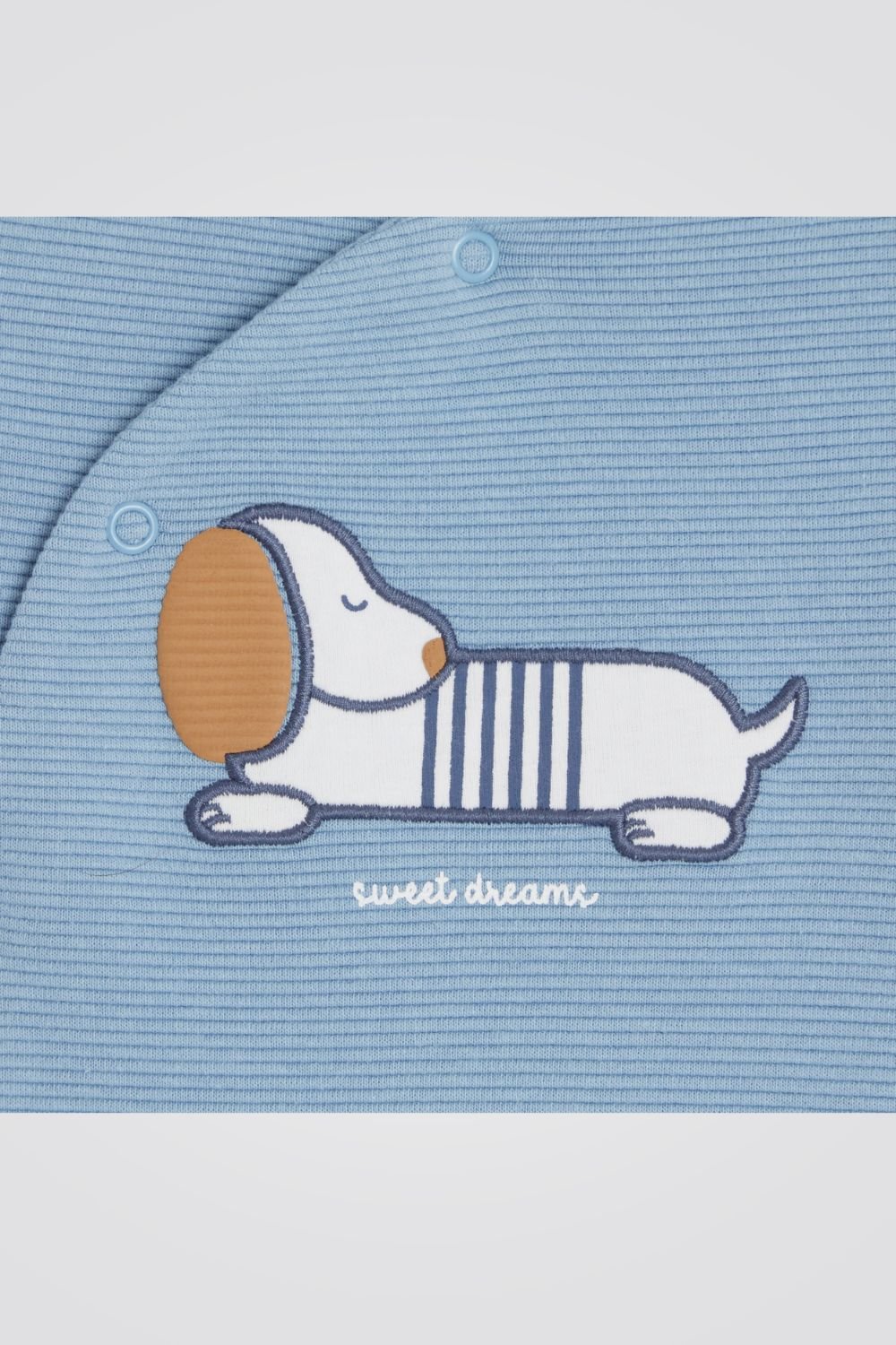 OBAIBI - אוברול פיג'מה לתינוקות בצבע תכלת עם כלב מקדימה - MASHBIR//365