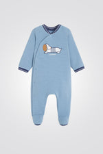 OBAIBI - אוברול פיג'מה לתינוקות בצבע תכלת עם כלב מקדימה - MASHBIR//365