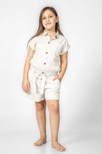 OKAIDI - אוברול קנבס לילדות בצבע בז' - MASHBIR//365