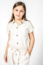 OKAIDI - אוברול קנבס לילדות בצבע בז' - MASHBIR//365