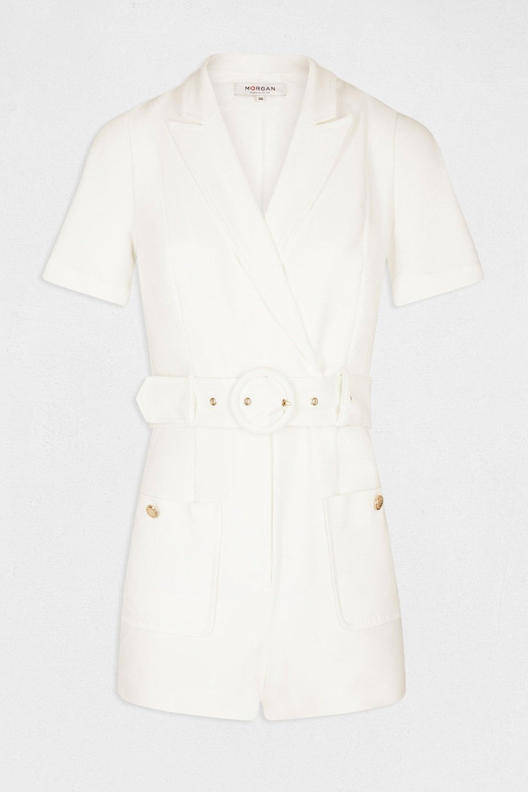 MORGAN - אוברול עם חגורה בצבע OFF WHITE - MASHBIR//365