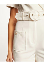 MORGAN - אוברול עם חגורה בצבע OFF WHITE - MASHBIR//365