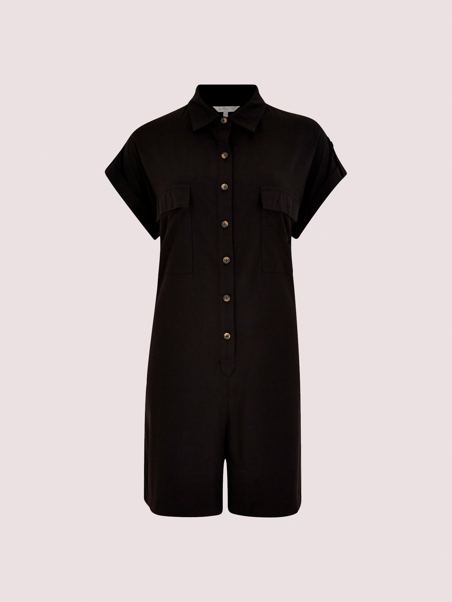 APRICOT - אוברול מיני עם כפתורים בצבע שחור - MASHBIR//365