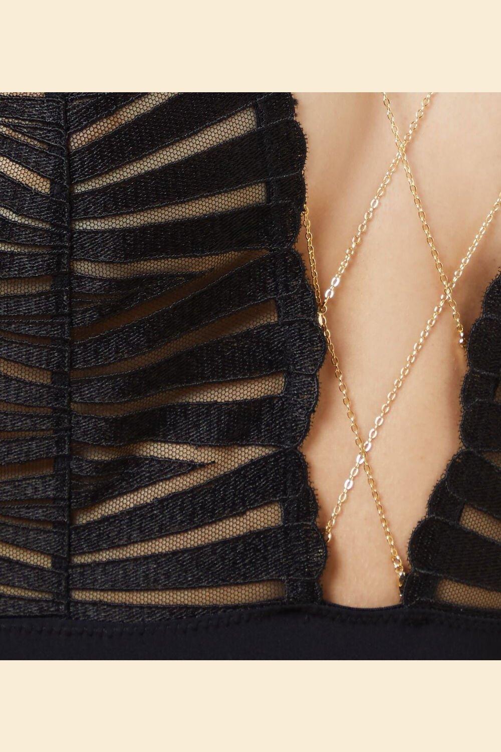 ETAM - בגד גוף תחרה בעיטור שרשרת EXQUISE שחור - MASHBIR//365