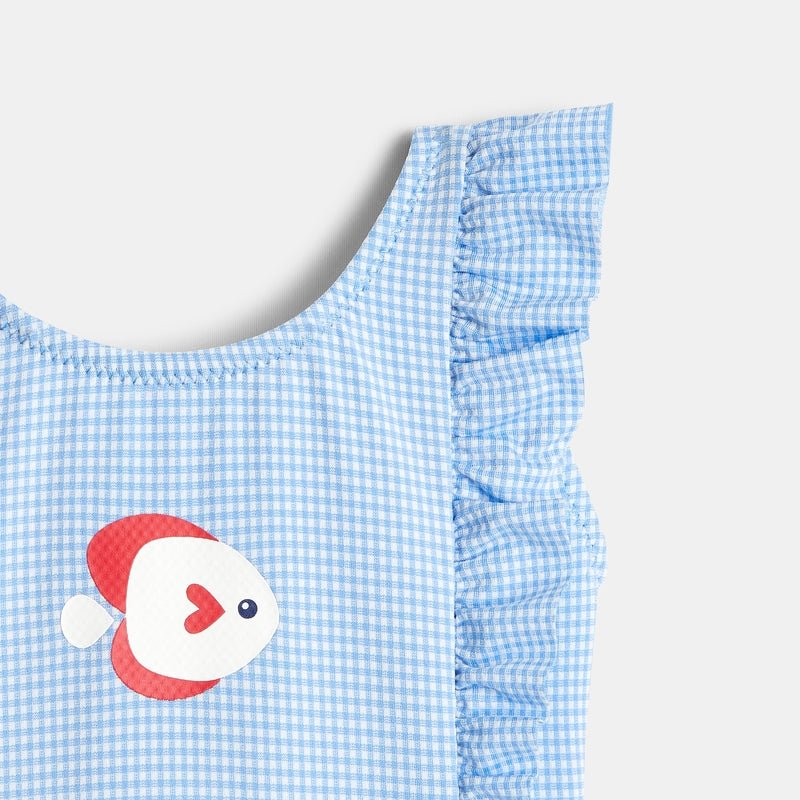 OBAIBI - בגד ים לתינוקות הדפס משבצות בצבע תכלת - MASHBIR//365