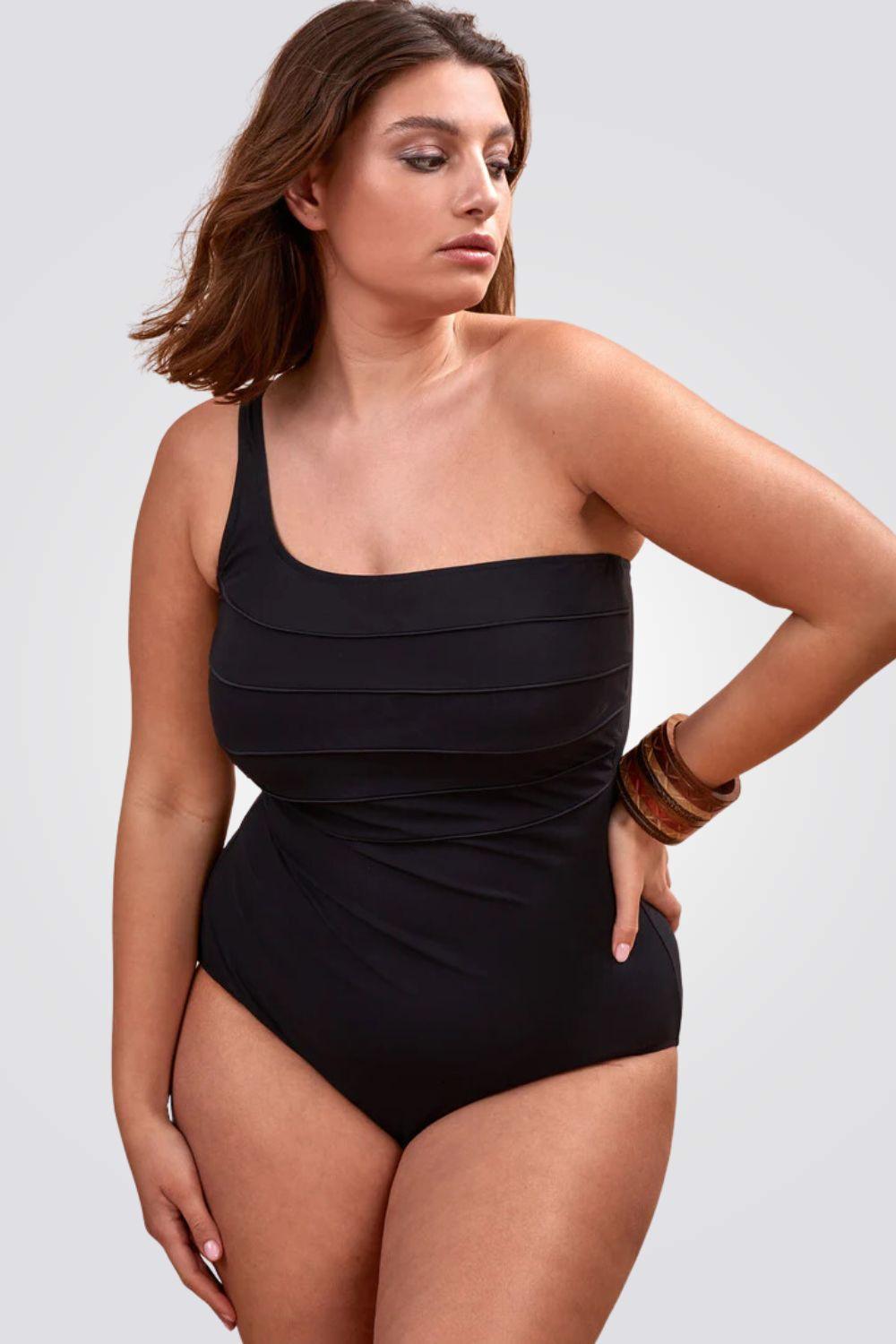 TURKIZ - בגד ים שלם וואן שולדר לנשים בצבע שחור - MASHBIR//365