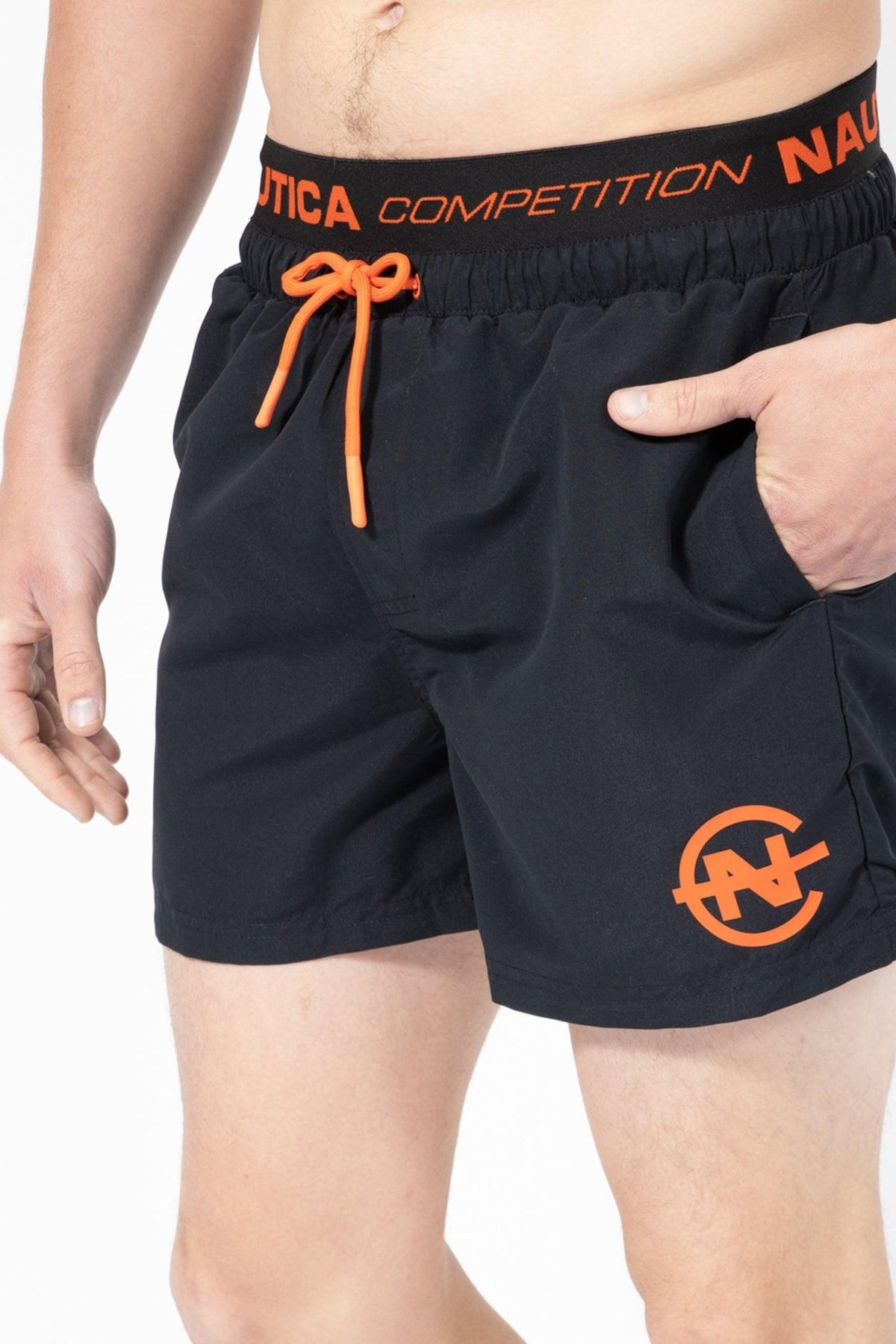 NAUTICA - בגד ים שחור לוגו כתום - MASHBIR//365