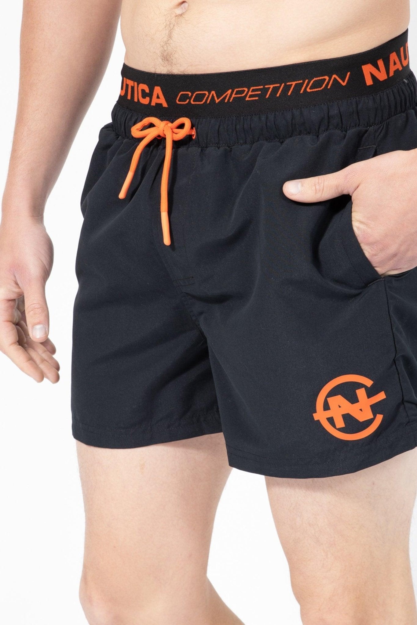 NAUTICA - בגד ים שחור לוגו כתום - MASHBIR//365