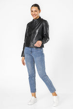 KENNETH COLE - BLACK מעיל רוכסן עור - MASHBIR//365