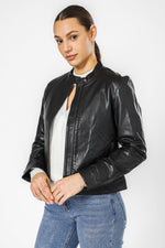 KENNETH COLE - BLACK מעיל רוכסן עור - MASHBIR//365