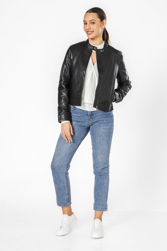 KENNETH COLE - BLACK מעיל רוכסן עור - MASHBIR//365