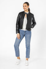 KENNETH COLE - BLACK מעיל רוכסן עור - MASHBIR//365