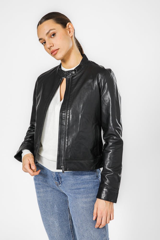 KENNETH COLE - BLACK מעיל רוכסן עור - MASHBIR//365