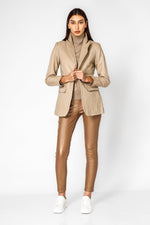 KENNETH COLE - בלייזר עור בצבע בז' - MASHBIR//365