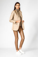 KENNETH COLE - בלייזר עור בצבע בז' - MASHBIR//365