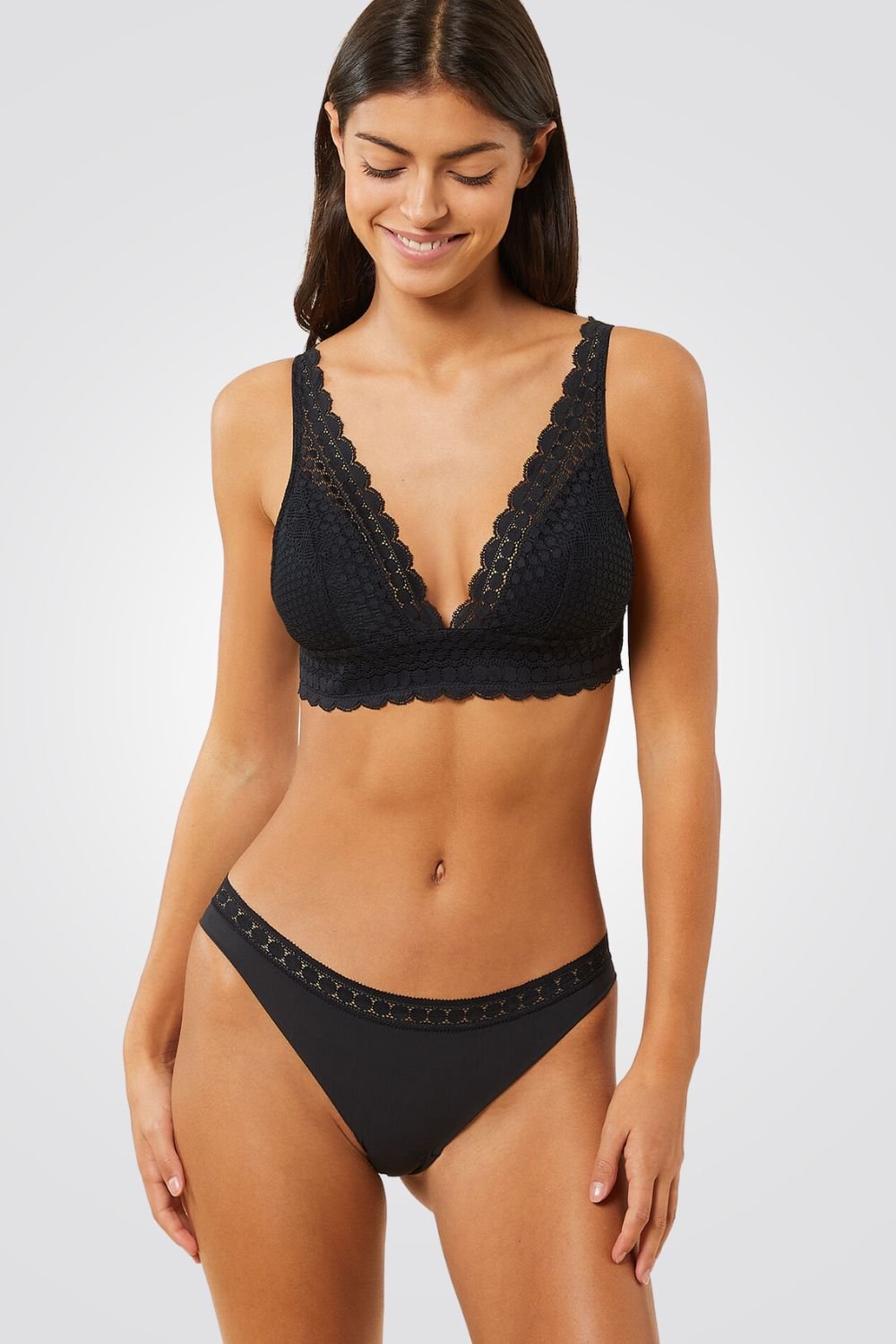 ETAM - ברלט משולשים תחרה שחור - MASHBIR//365