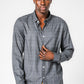KENNETH COLE - CHARCOAL חולצת במבוק לייקרה משובצת - MASHBIR//365 - 5