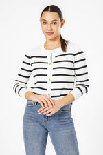 קרדיגן פסים בצבע קרם | קנת קול