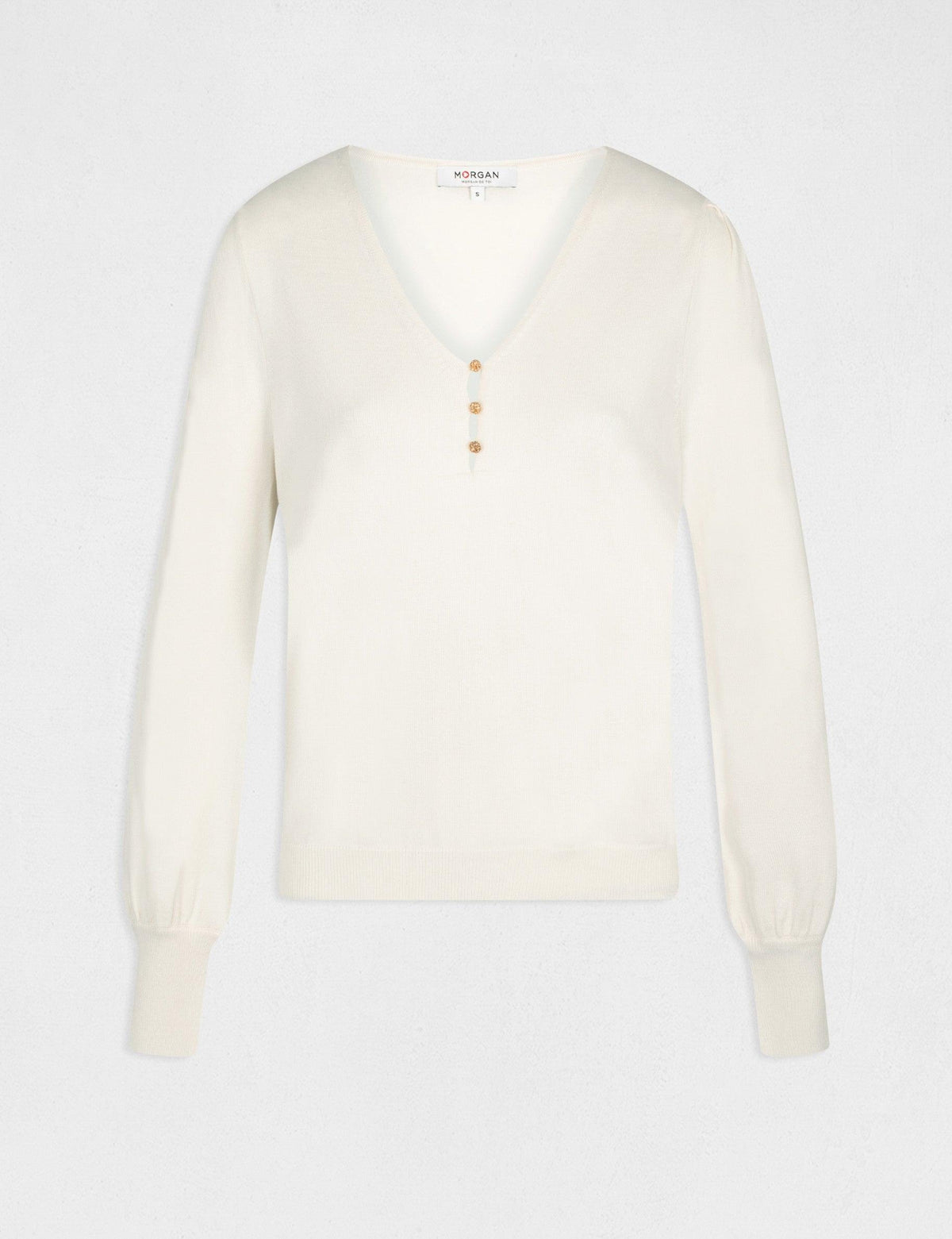 סריג עם כפתורים דקורטיביים בצבע שנהב - MASHBIR//365